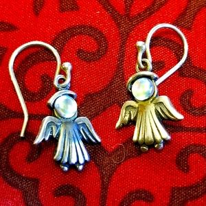 Rare Silpada Sterling Silver & Zirconia Angel Earrings